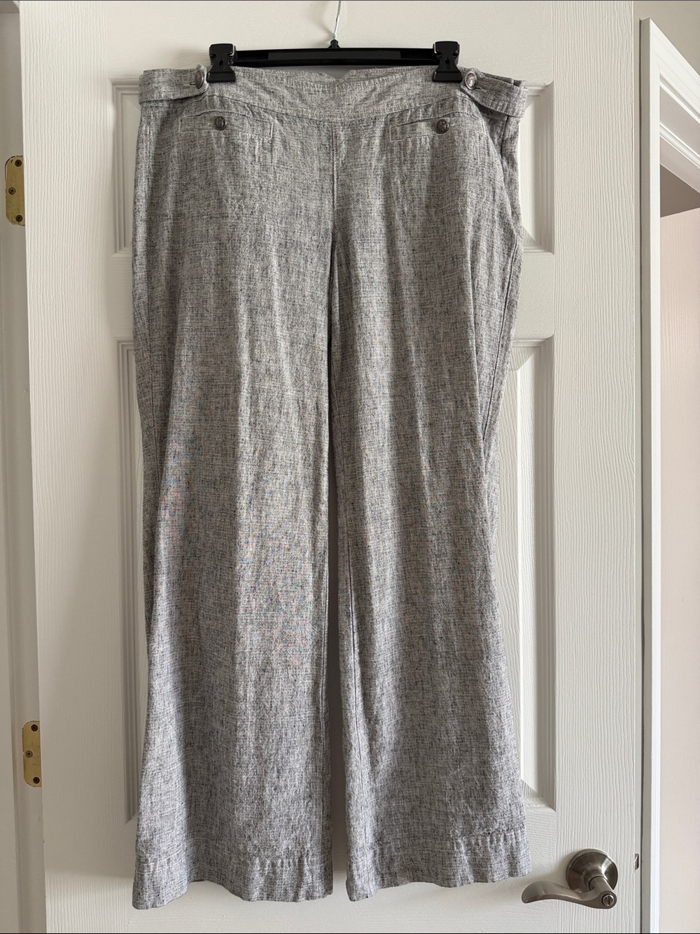 Express Light Gray Textured Linen-Blend Pants